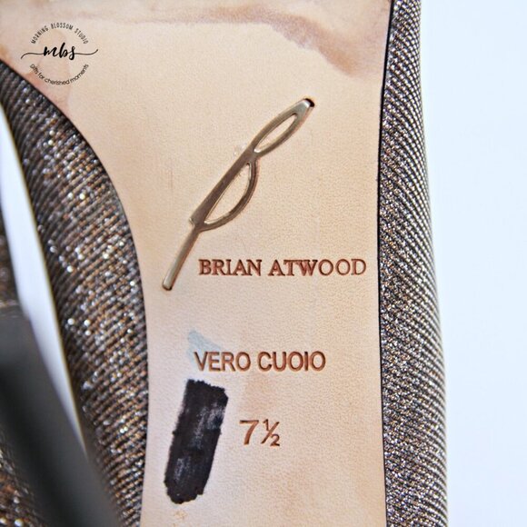 Brian Atwood BFliese Metallic Peep Toe Stilettos Silver Gold Women 7.5 - Picture 14 of 14